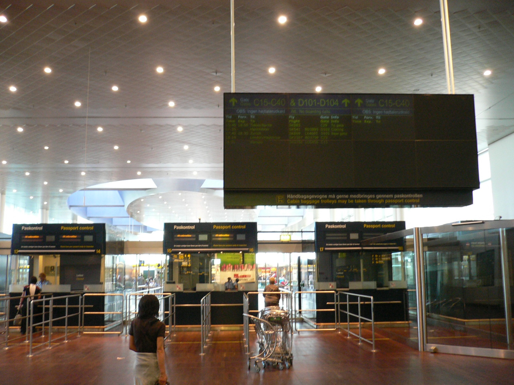 Passport control desks at Copenhagen Airport