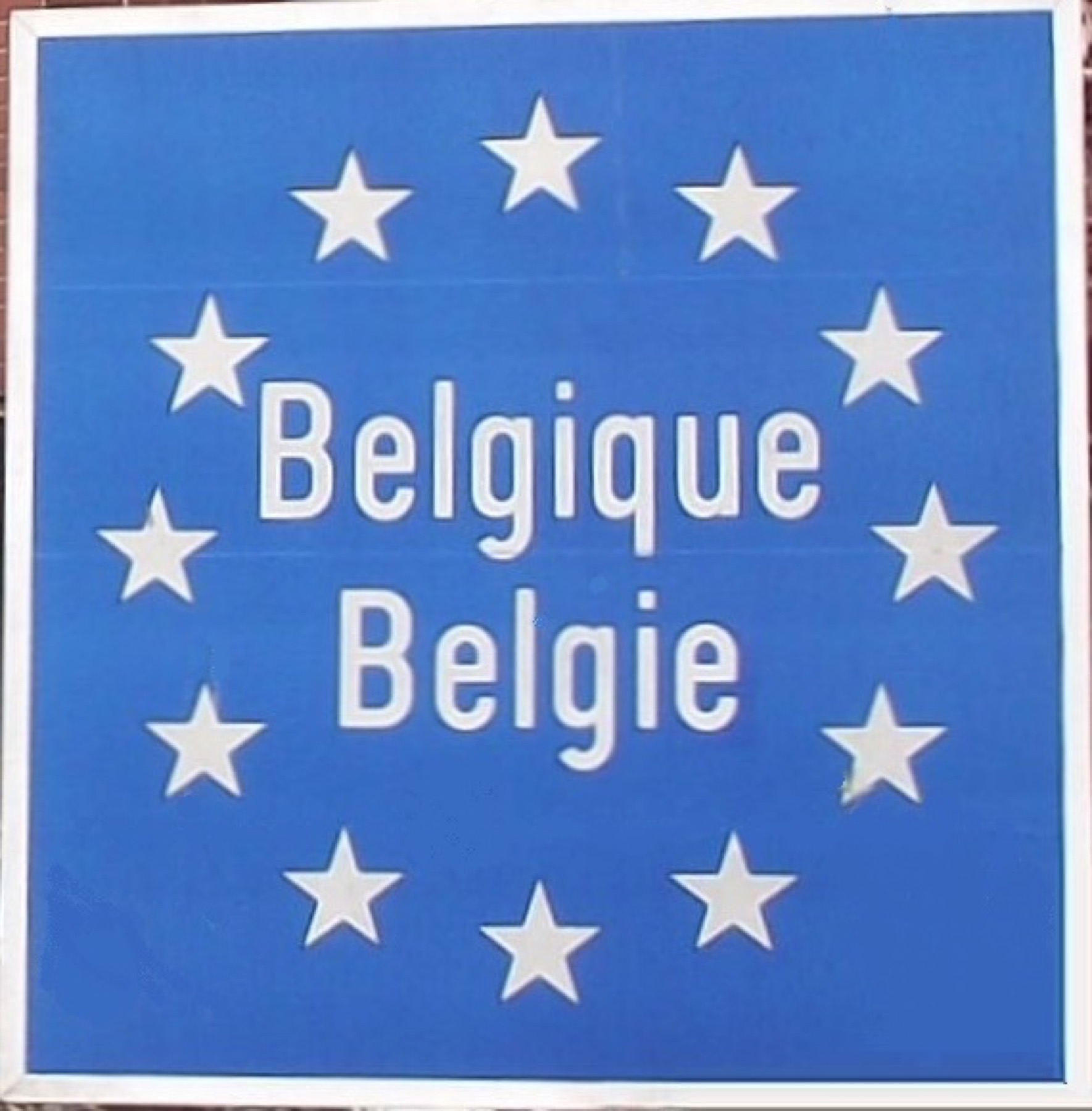 Schengen border sign in Belgium
